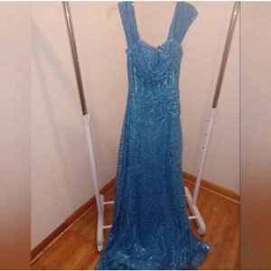 NEW Amazon blue sequin soprano evening gown prom dress 4